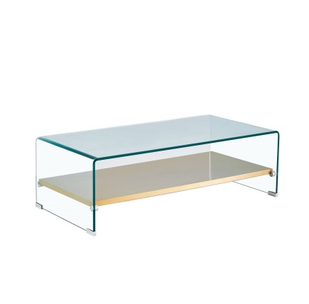 Mesa POITIERS, baja, estante, cristal, 110x55 cms