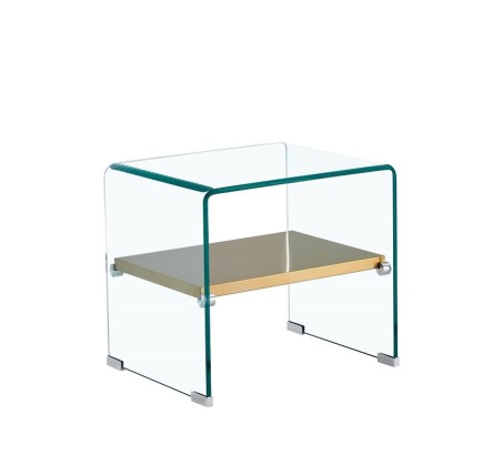 Mesa POITIERS, baja, estante, cristal, 50 x 40 cms