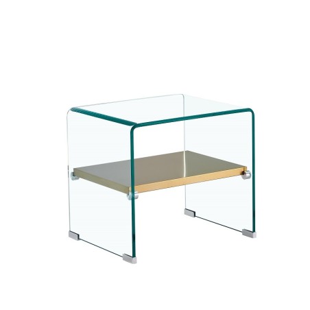 Mesa POITIERS, baja, estante, cristal, 50 x 40 cms