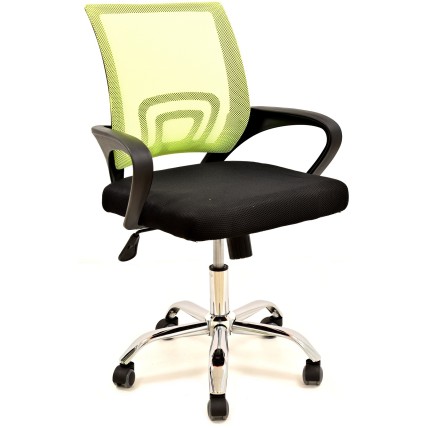 Sillón de oficina FISS NEW, negro, gas, basculante, malla verde, tejido negro