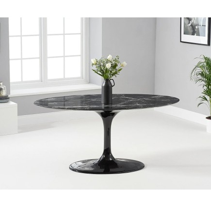 Mesa TUL, oval, fibra de vidrio, mármol negro 160x90 cms