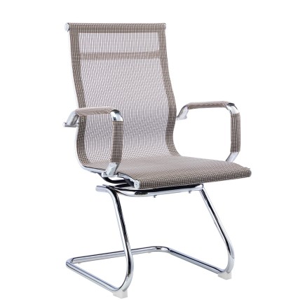 Sillón de oficina PRAGA, fijo, cromado, malla marrón