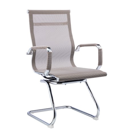 Sillón de oficina PRAGA, fijo, cromado, malla marrón