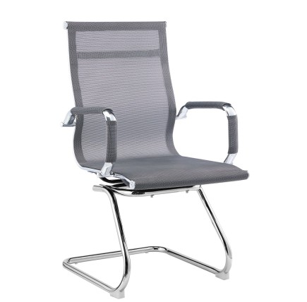 Sillón de oficina PRAGA, fijo, cromado, malla gris