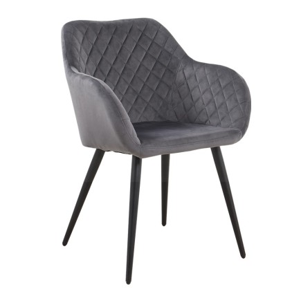 Sillón ROLANDO, metal, tapizado velvet 21 gris oscuro
