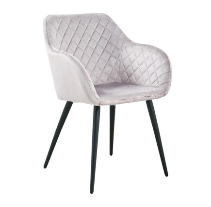 Sillón ROLANDO, metal, tapizado velvet 13 gris claro