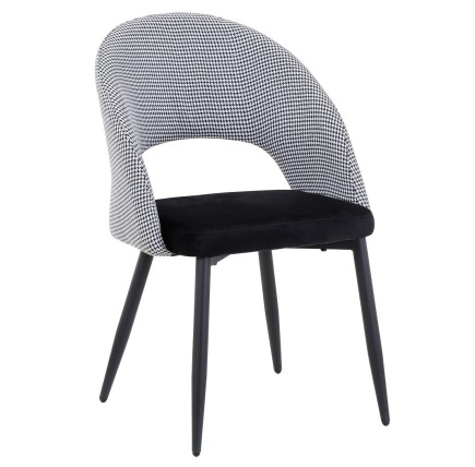 Silla CLEO, metal, tapizado pata de gallo con negro