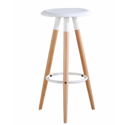 Taburete OTILIO NEW, madera, polipropileno blanco