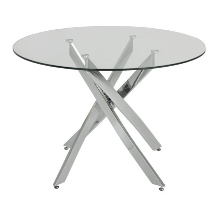 Mesa CHANTAL 100, cromada, cristal, 100 cms diámetro
