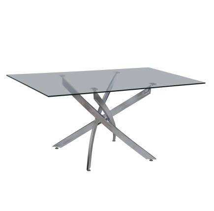 Mesa CHANTAL 150, cromada, cristal, 150 x 90 cms