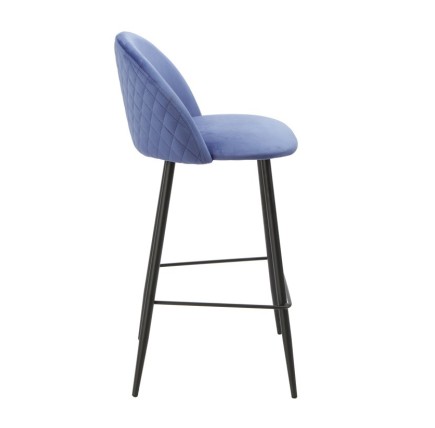 Taburete MAGDA, metal, tapizado velvet azul