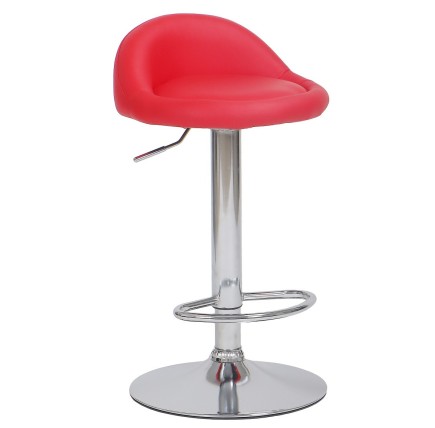 Taburete ALIVERI, cromado, similpiel roja