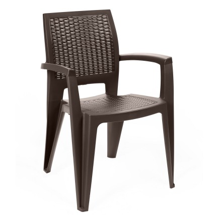 Sillón CAROL, apilable, polipropileno chocolate