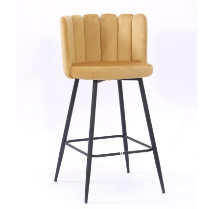Taburete RAMSES, metal, tapizado velvet amarillo
