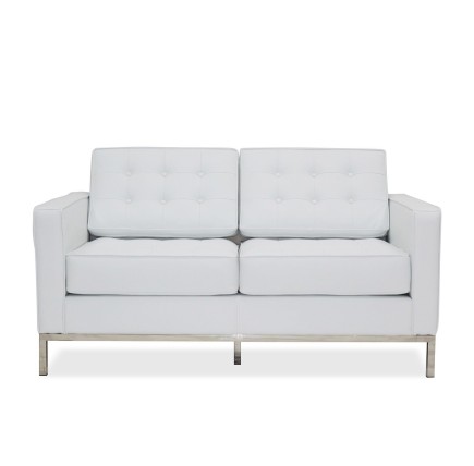 Sofá FLOR (T), 2 plazas, similpiel blanca