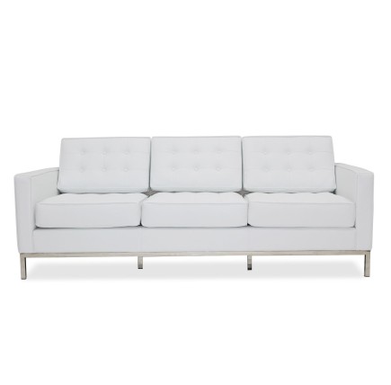 Sofá FLOR (T), 3 plazas, similpiel blanca