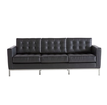 Sofá FLOR (T), 3 plazas, similpiel negra