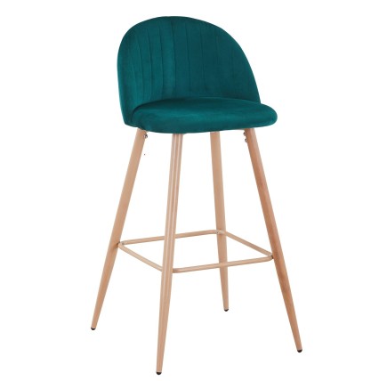Taburete VELVET NEW, patas metálicas, terciopelo verde 56