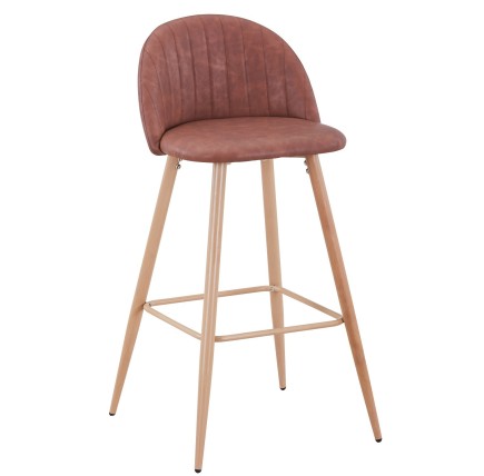 Taburete VELVET NEW, patas metálicas, similpiel vintage cuero 3-2