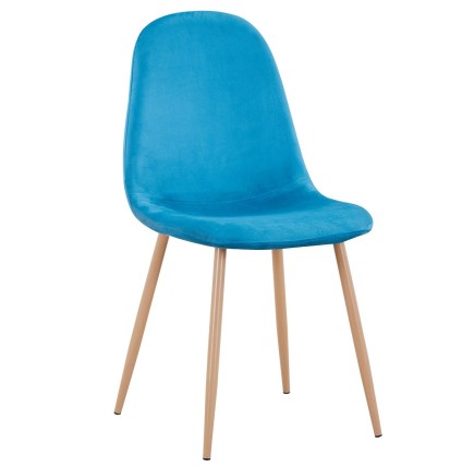 Silla EPOQUE NEW, patas metálicas, terciopelo turquesa 59