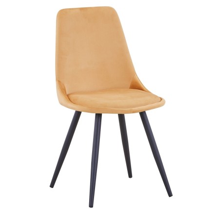 Silla OLD BLACK NEW, patas metálicas, terciopelo amarillo mostaza 42