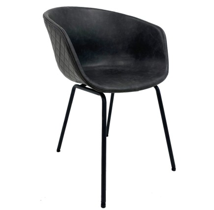 Sillón MISSOURI, metal, similpiel negra