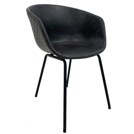 Sillón MISSOURI, metal, similpiel negra