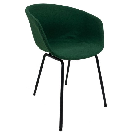 Sillón KIEL, metal, tapizado tejido verde