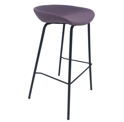 Taburete KIEL, metal, tapizado tejido rosa