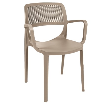 Sillón VERDI, apilable, polipropileno capuchino