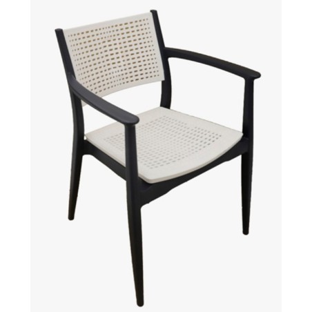 Sillón MILTON, apilable, polipropileno antracita y blanco