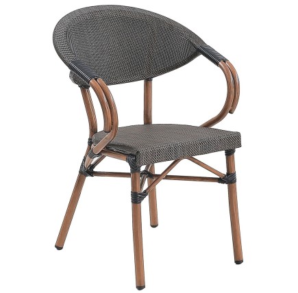 Sillón NERJA, apilable, aluminio, teslin marrón