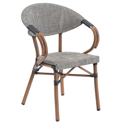 Sillón NERJA, apilable, aluminio, teslin gris bronce