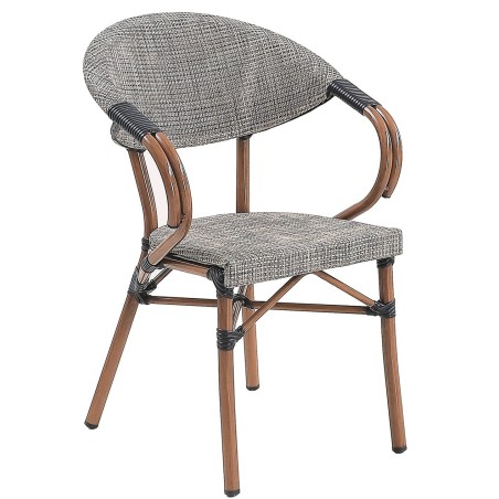 Sillón NERJA, apilable, aluminio, teslin gris bronce