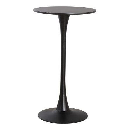 Mesa TUL, alta, metal, negra, tapa negra de 60 cms de diámetro