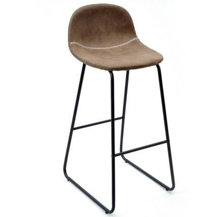 Taburete MOSS NEW, metal, similpiel marrón oscuro