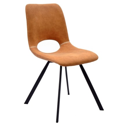 Silla ANTIBES NEW, metal, similpiel marrón claro