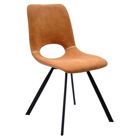 Silla ANTIBES NEW, metal, similpiel marrón claro