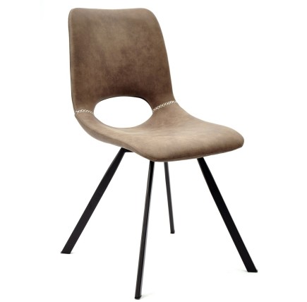 Silla ANTIBES NEW, metal, similpiel marrón oscuro
