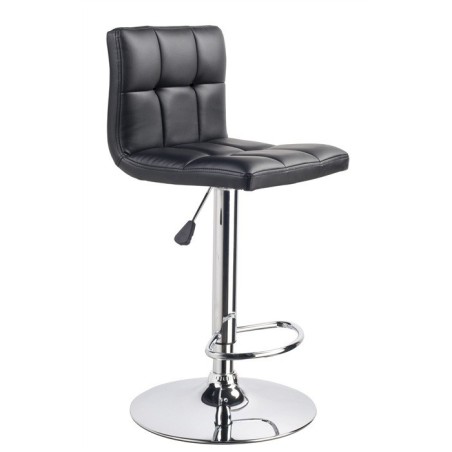 Taburete MIAMI (M), cromado, similpiel negra