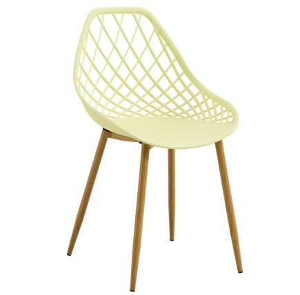 Silla STRAUSS, metal, polipropileno amarillo pastel