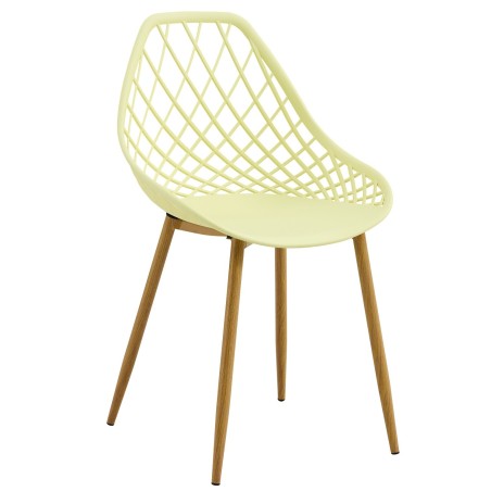 Silla STRAUSS, metal, polipropileno amarillo pastel