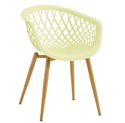 Sillón STRAUSS, metal, polipropileno amarillo pastel