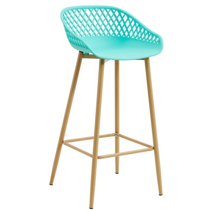 Taburete STRAUSS, metal, polipropileno verde pastel