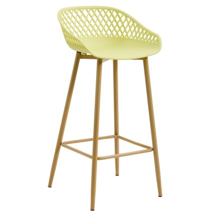 Taburete STRAUSS, metal, polipropileno amarillo pastel