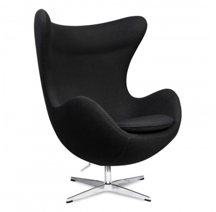 Sillón EG, fibra de vidrio, basculante, tapizado cachemir negro