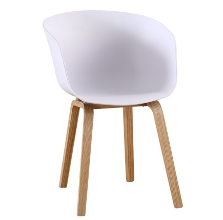 Sillón AWAK, madera curvada, polipropileno blanco
