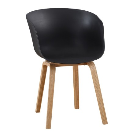 Sillón AWAK, madera curvada, polipropileno negro