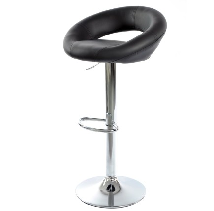 Taburete LUXUS NEW (M), cromado, similpiel negra