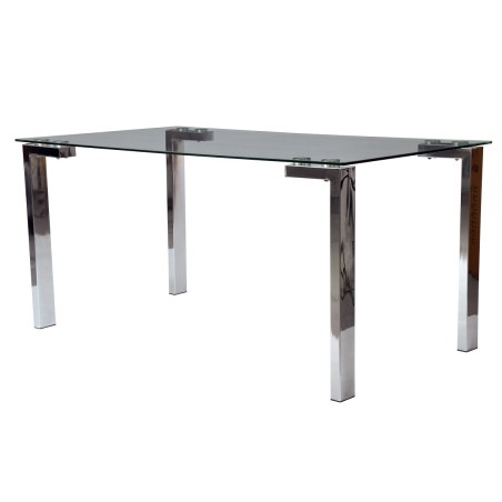 Mesa LAINEY 160 (M), cromada, cristal, 160x90 cms